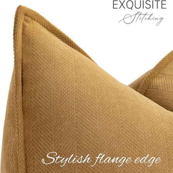 Pillow Covers 20"x20" Mustard Yellow Decorative Throw Pillows for Couch, Bed - Picture 2 of 6